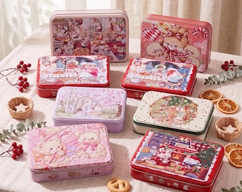 Cute Metal Storage Box with 3D Animal Artwork, Kawaii Tin Organizer for Snacks, Trinkets, Desk Decor, Gift for Her