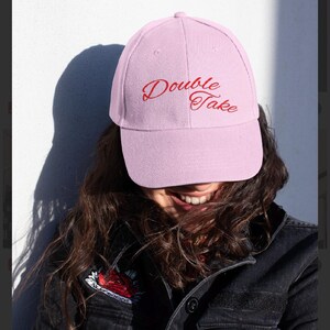 Double Take Classic Dad Cap | Script Embroidery, White Baseball Hat