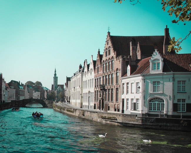 Brugge Belgium Europe Architecture Building River Boats Swans - Etsy