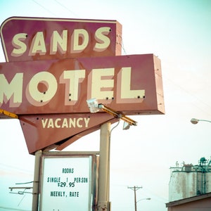 Neon Sign Photography, Motel Sign, Wall Art, Fine Art Photography, Texas Panhandle, Rustic Wall Art, 8x10 Print Horizontal, Sands Motel Sign