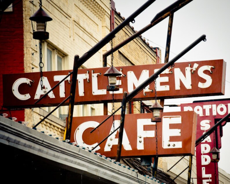 Oklahoma City Photography, Neon Sign, Stockyards, Downtown, Retro, Cattlemen's Steakhouse image 1