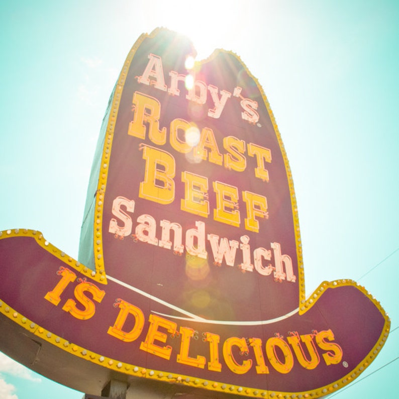 Route 66 Photography, Neon Sign, Vintage, Retro Roadside, Oklahoma City, Arby's image 1