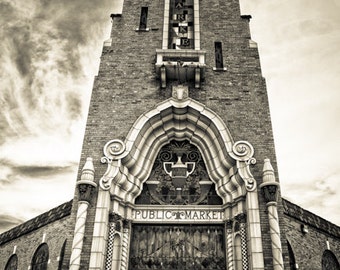 Fort Worth, Texas, Building, Architecture, National Register of Historic Places, Public Market Front Tower Sepia