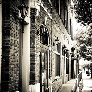 Fort Worth, Texas, Rustic, Sepia, Vintage, Brick Building, Fine Art Photograph, Magnolia Avenue