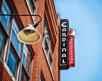 Oklahoma City Photography, Neon Sign, Buildings, Automobile Alley, Architecture, Downtown - Cardinal Engineering Neon Sign