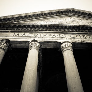 Rome Italy, Architecture, Black and White, Sepia, Fine Art Photograph, Pantheon Exterior