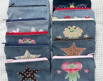 Patchwork Denim Pouches