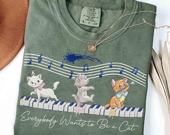 Disney Marie Toulouse Berlioz Playing Piano T-Shirt, The Aristocats Characters Matching Tee, Every Body Wants to Be a Cat, WDW Family Trip