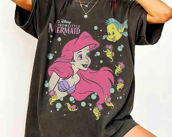 Disney de kleine zeemeermin Ariel Princess & Flounder Bubble retro poster T-shirt, Ariel Princess T-shirt, cadeau voor haar, WDW Disneyland Girl Trip