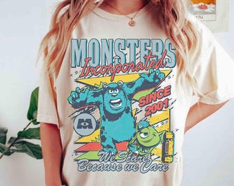 Comfort Colors Monsters Incorporated Since 2001 We Scare Because We Care T-Shirt, Disney Sulley & Mike Monster Inc Tee, Monsters University
