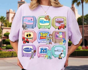 Disney Pixar Movie Television Group Shirt, Disney Finding Nemo Cars Toy Story Ratatouille Up Tee, WDW Disneyland Family Holiday Trip Outfits