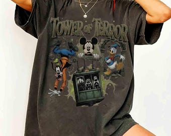 Vintage Disney Tower of Terror Shirt, Mickey Not So Scary Halloween Party Tee, Twilight Zone Disney Ride T-shirt, WDW Halloween Family Shirt
