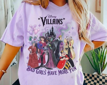 Disney Villains Characters Comfort Colors Shirt, Bad Girls Have More Fun T-shirt, Ursula Maleficent Evilqueen Shirt, cadeau voor haar, WDW Girl Trip