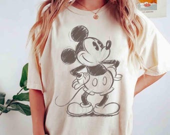 Comfort Colors Disney Mickey Mouse Sketch Portrait T-Shirt, Magic Kingdom Gifts Tee, WDW Disneyland Family Vacation Trip Outfits 2026