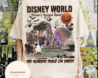 Retro Disney World 4 Park Group Shirt, The Scariest place on Earth Mickey Ghost Halloween Tee, Mickey Not so Scary Halloween Party, WDW Trip