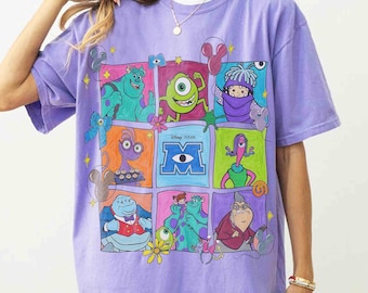 Comfort Colors Disney Pixar Monster Inc Movie Shirt, Mike Sulley Mickey Balloon Coquette Bow Tee, Retro Monster Inc Tee, Monsters University