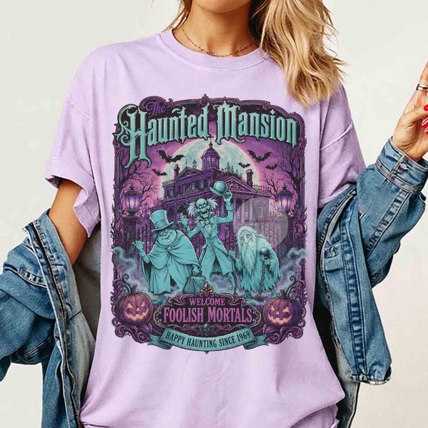 Retro The Haunted Mansion Halloween Shirt, Disney Hitchhiking Ghosts Shirt, Welcome Foolish Mortals, Spooky Season tee, WDW Family Trip Tee