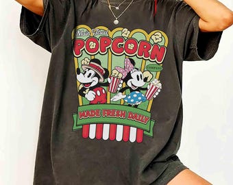 Mickey & Minnie Main Street Popcorn Made Fresh Daily Snack T-Shirt, Disneyland Parks Family MatchingTee, Magic Kingdom Shirt, WDW Trip Gifts