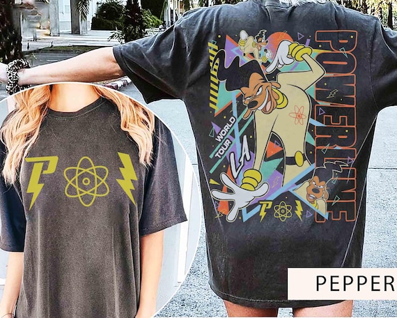 2-sided Retro 90s Disney Powerline A Goofy Movie Graphic T-shirt, Powerline Stand Out World Tour Tee, WDW Disneyland Family Vacation Trip