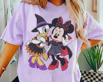 Camiseta de Halloween de Minnie y Daisy de Comfort Colors, camiseta de Disney para mejores amigas, conjuntos para viajes de chicas a Disneyland, camiseta de Halloween a juego para toda la familia de WDW.