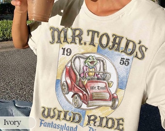 Camiseta retro de Mr. Toad's Wild Ride Fantasyland Disneyland 1955, camiseta de Mr. Toad's Taxi Service, camiseta Wild Ride, camiseta de Fantasyland, viaje familiar a WDW