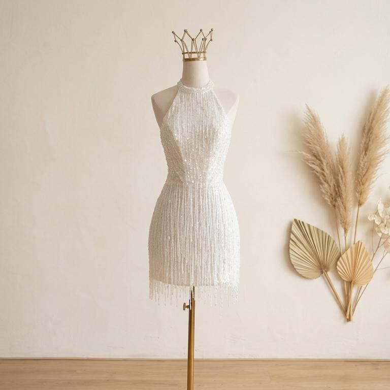 Beaded Fringe Mini White Dress - Etsy