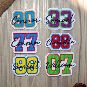 Custom Sports Number Patch, Personalized Jersey Number & Name Patch, Varsity Number Patch, Embroidered Team Uniform Patch for Jerseys