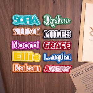 Personalized Name Patch, Custom Embroidered Name Tag, Iron On Sew On Hook & Loop Patch, Custom Text Badge for Bags Hats Jackets