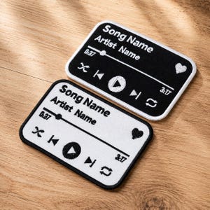 Custom Song Music Player Patch, Personalized Favorite Song and Artist Embroidered Patch, Iron On Patch