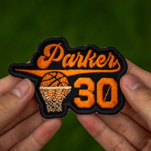 Personalized Basketball Name Patch, Custom Embroidered Sports Number Patch, Sew/Iron On/Hook & Loop