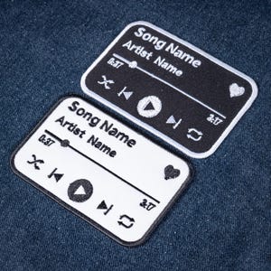 Custom Song Music Player Patch, Personalized Favorite Song and Artist Embroidered Patch, Iron On Patch