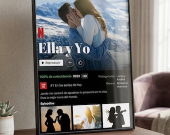 Custom Netflix Style Framed Photo Print, Personalized Couple Portrait, Anniversary Gift for Boyfriend or Girlfriend, Unique Custom Wall Art