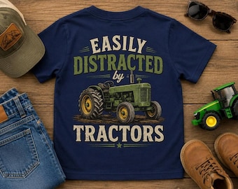 Easily Distracted by Tractors PNG Download