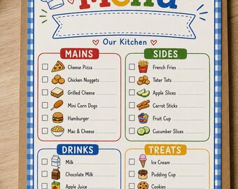 Menu do zabawy w kuchni dla dzieci do druku | Menu restauracji do zabawy w odgrywanie ról | Edytowalny szablon menu dla dzieci | Zabawa w kuchni | Natychmiastowe pobranie