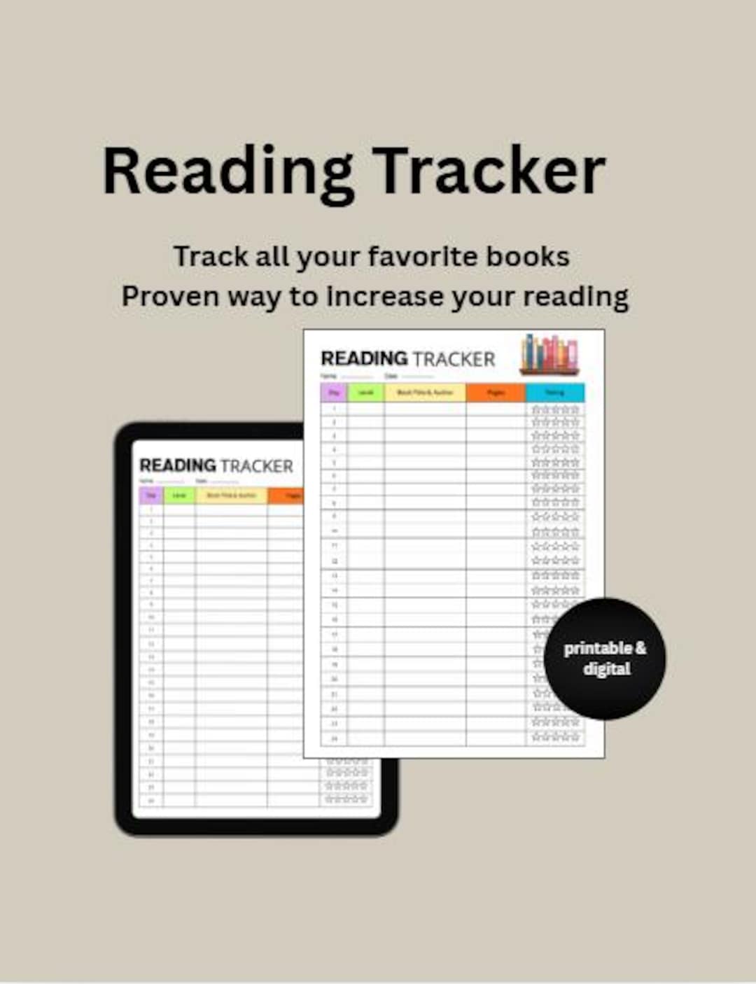 Printable Reading Tracker – Minimalist Book Journal Page (digital ...