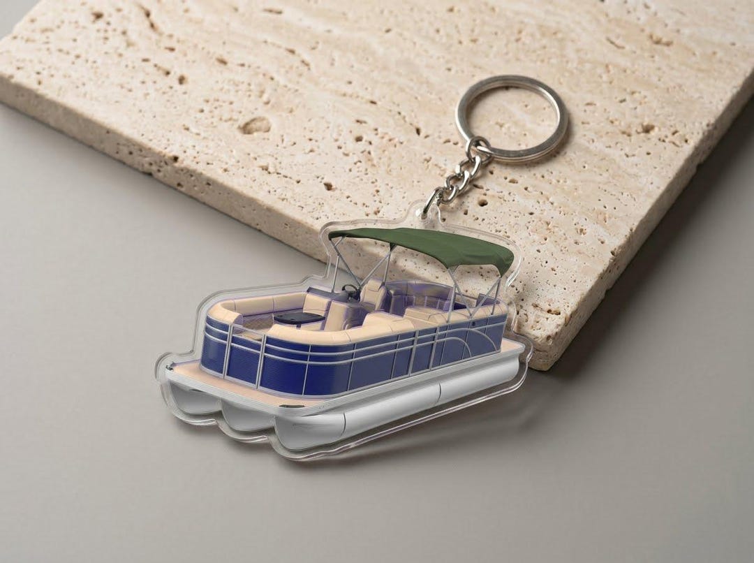 Pontoon Key Chain Realistic Pontoon Boat Keychain, Luxury Party Boat Keyring, Lake Life ...