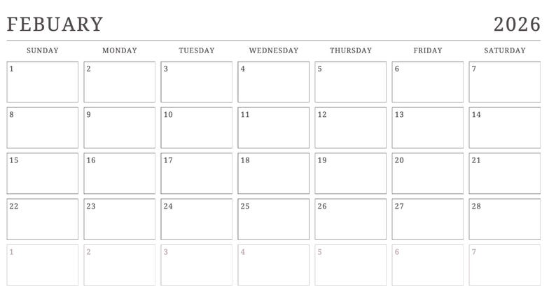 Printable 12 Month 2026 Calendar PDF - Etsy