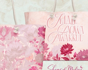 Bolso de viaje grande con estampado floral, bolso de mano rosa marfil, bolso de cabina islámico