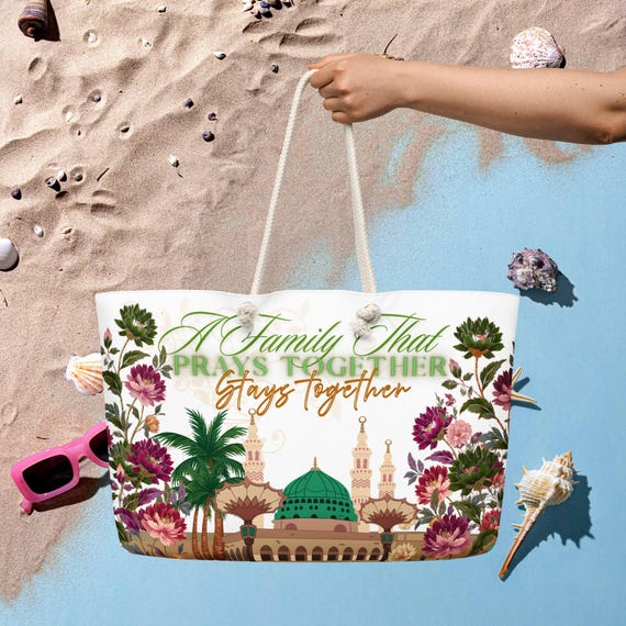 Floral Islamic Travel Tote Bag, Oversized Weekender, Hajj Umrah Essentials