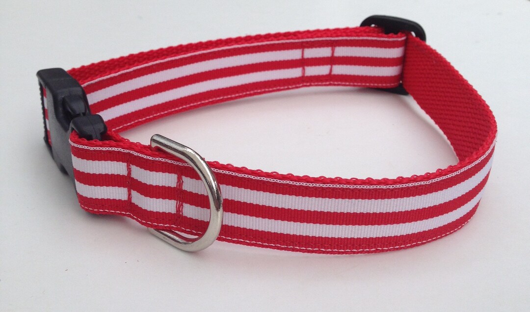 Striped Dog Collar Red and White Etsy