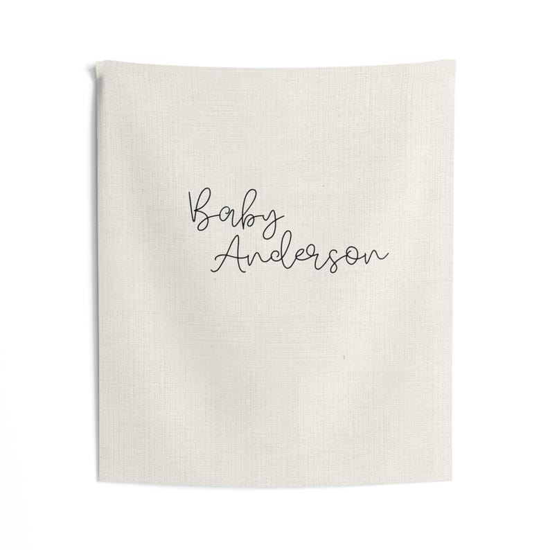 Custom Baby Shower Backdrop, Minimalist Name Banner, Neutral Linen Look ...