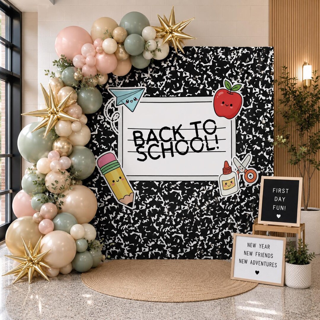 Composition Notebook Back to School Backdrop, Classroom Photo Booth ...
