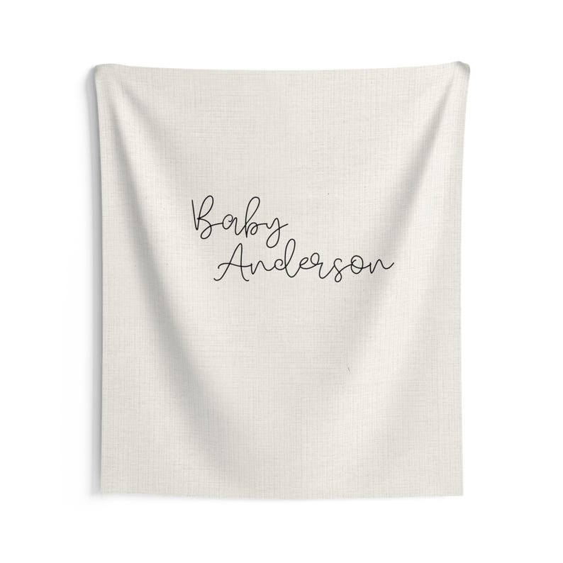 Custom Baby Shower Backdrop, Minimalist Name Banner, Neutral Linen Look ...