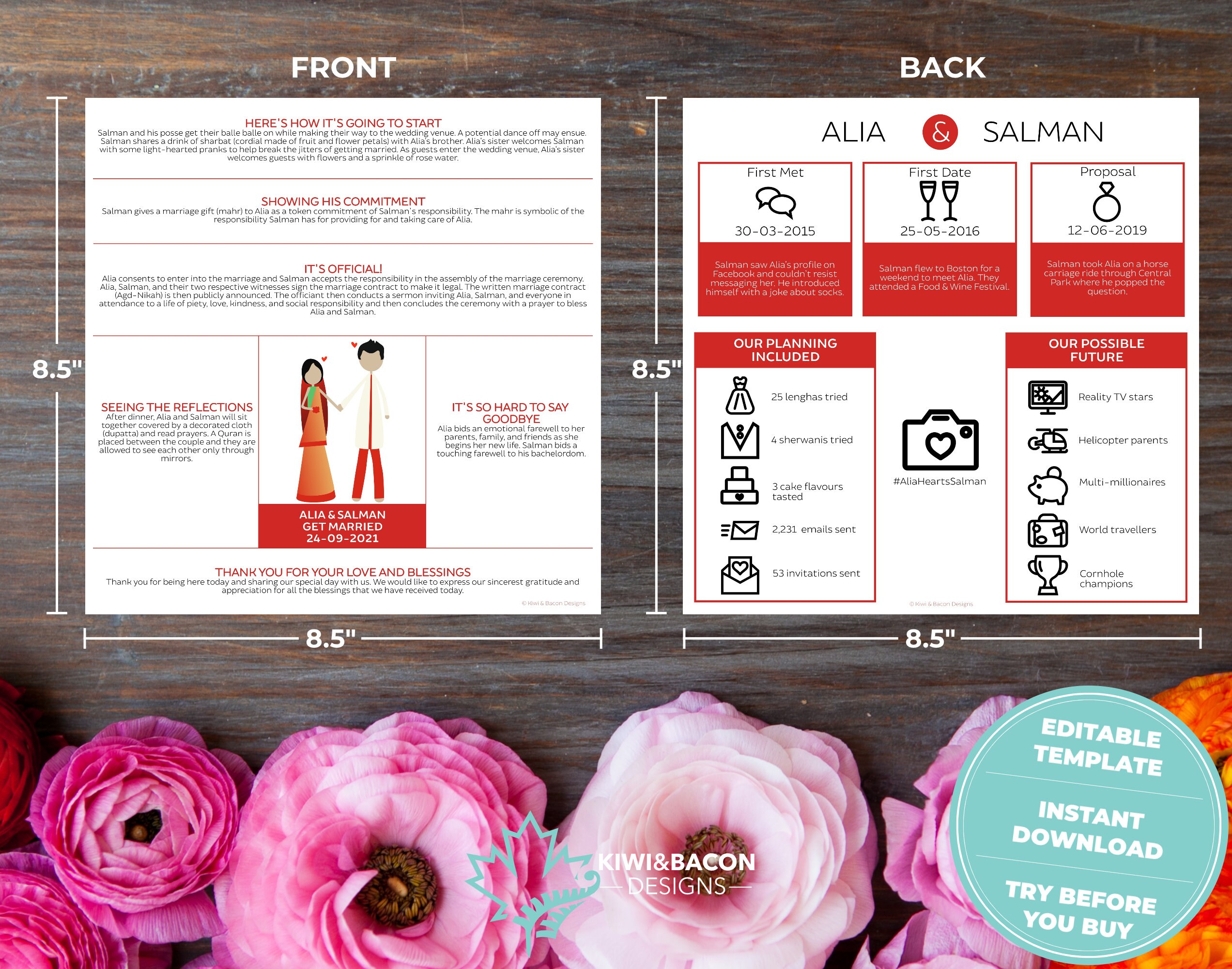 Instant Islamic Wedding Program Template Infographic Grid