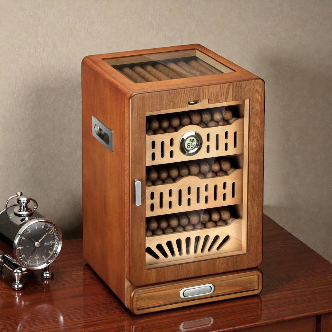 Cigar Humidor Cabinet With Spanish Cedar Shelves, Desktop Cigar Storage ...