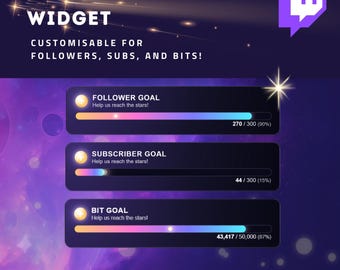 Widget de Meta Estrela Cadente para Twitch - StreamElements, Sobreposição Animada Personalizada para OBS (Download Digital)