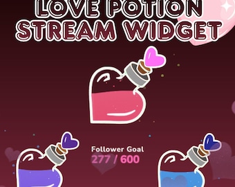 Widget de Meta de Transmissão Poção do Amor, Preenchimento Líquido Animado, Sobreposição para Twitch (Download Digital)