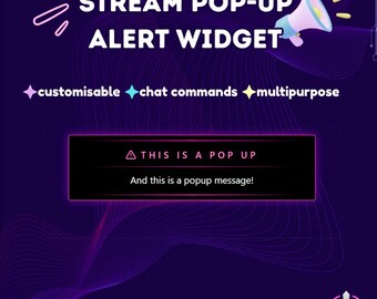 StreamElements Popup Widget — Custom Chat Commands, Futuristic Glow, OBS Widget | Twitch Warning Alert Banner