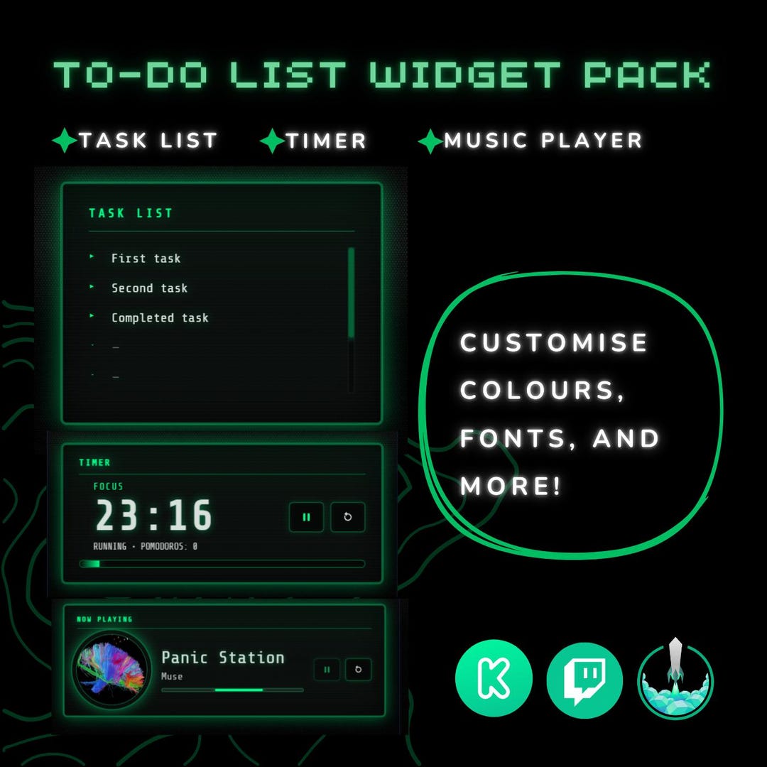 Widget Task Instructions Productivity Widget Bundle | Timer, Task List & Music Player | Digital ...
