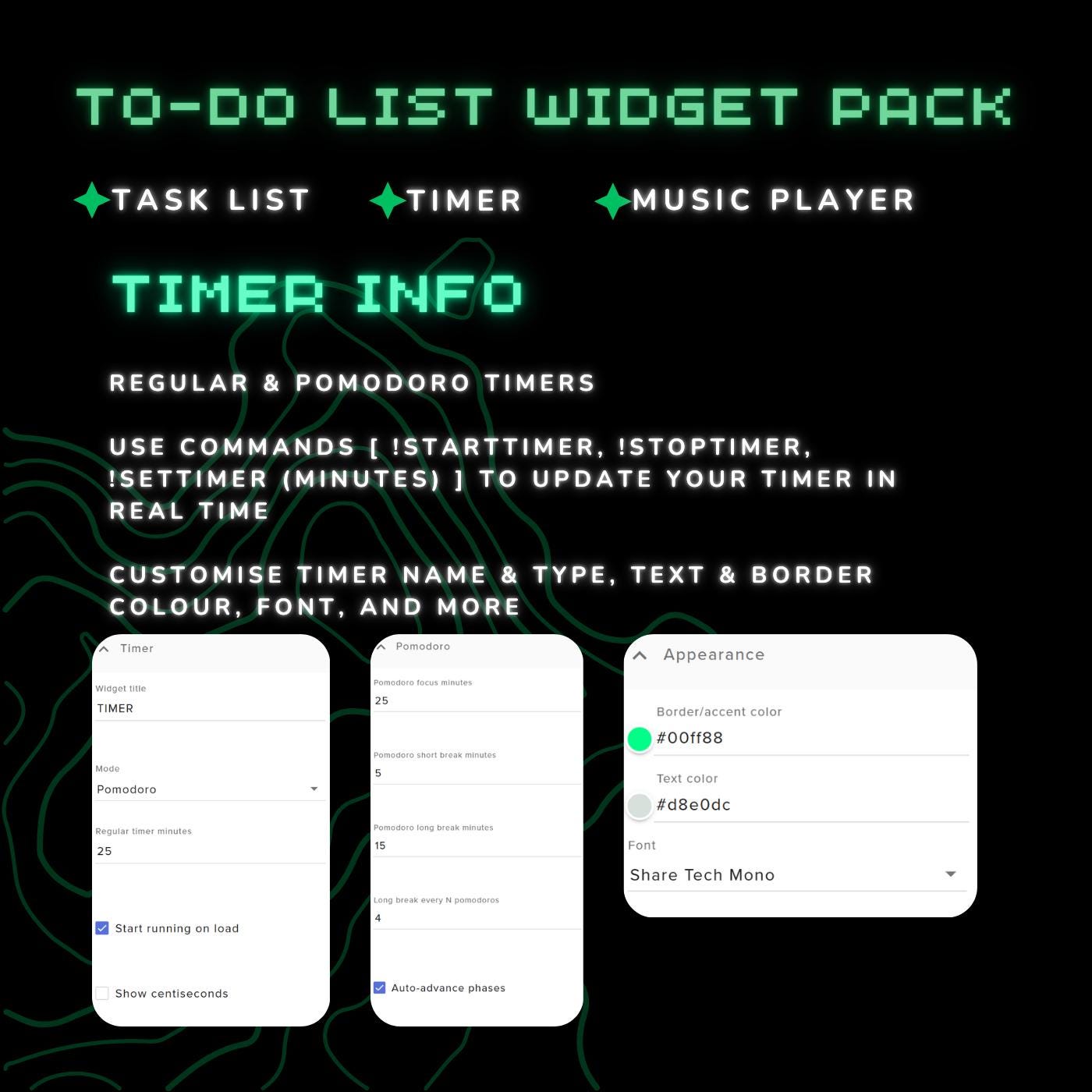 Productivity Widget Bundle | Timer, Task List & Music Player | Digital ...